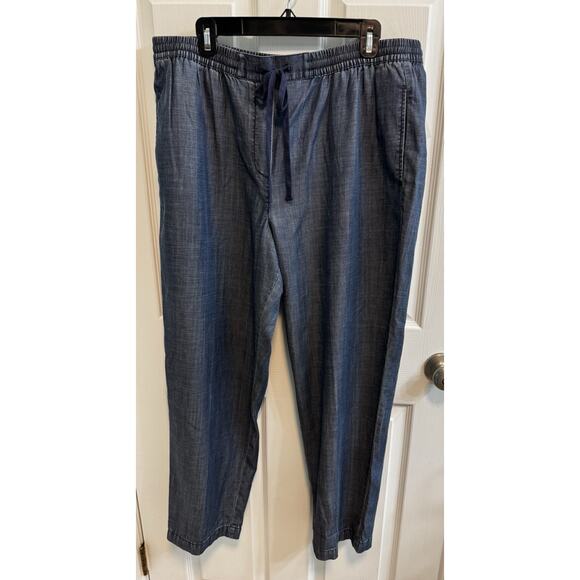 Talbots XL Easy Drawstring Pants Light Denim Pockets Elastic Waist Straight Leg - Picture 1 of 11